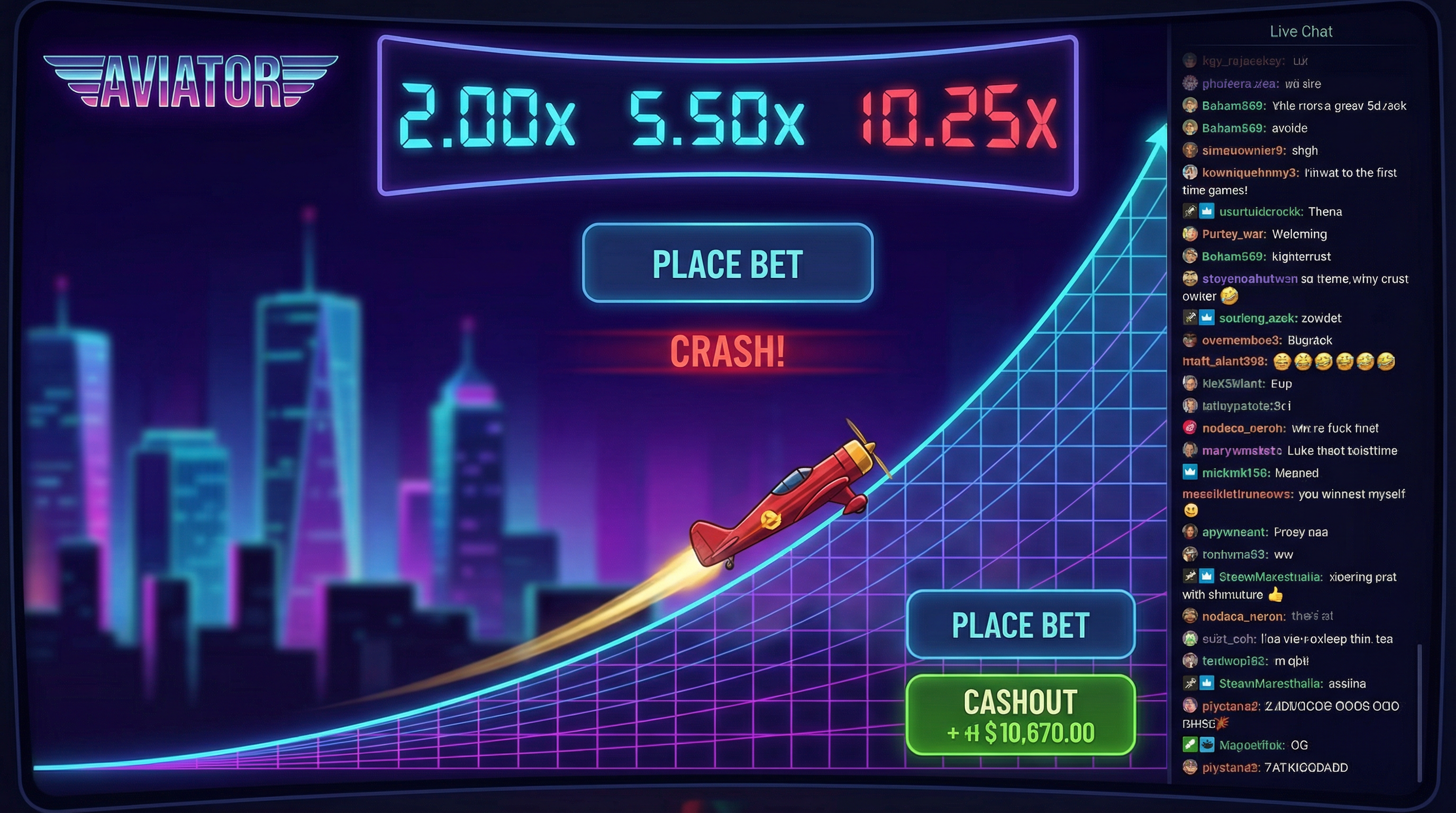 赌博平台飞行员Crash游戏